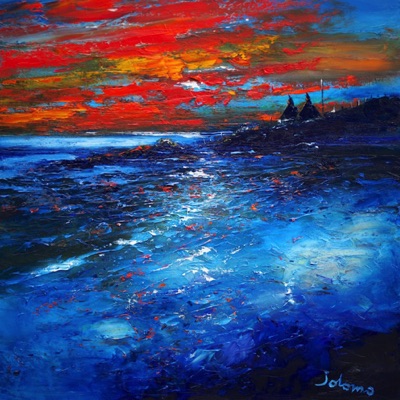 Incoming Tide at Sunset Mannal Isle of Tiree 24x24